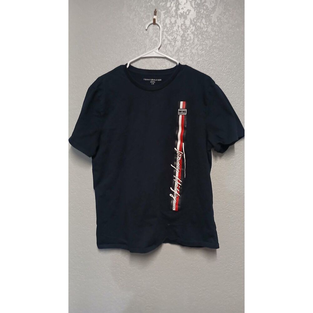 Navy Tommy Hilfiger T Shirt Size Large Logo embroidered on sleeve